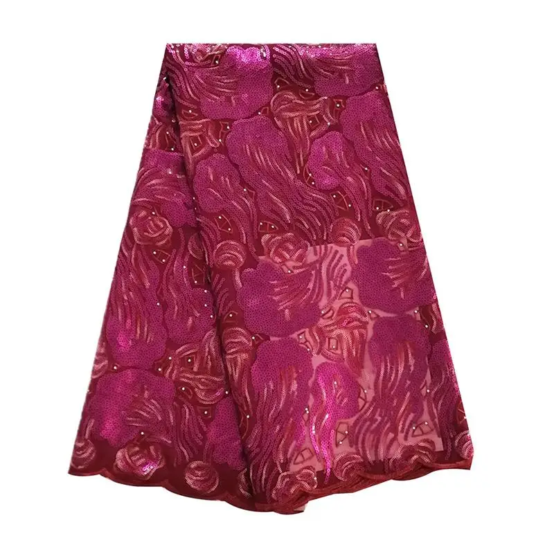 Пурпурная кружевная ткань высокого качества Свадебное кружево ткани с блестками вышивка кружевная ткань в Дубае для свадебного платья