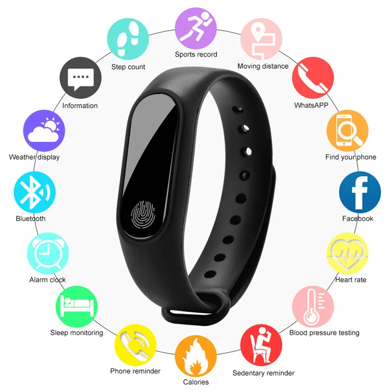 

Smart Bracelet M2 Waterproof Smart Wristband Heart Rate Monitor Fitness Tracker Bluetooth Smart Band Pedometer For Android iOS