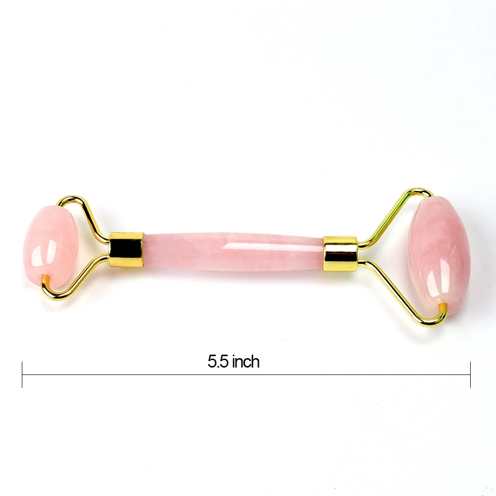 Rose Quartz Jade Roller Massager for Lifting Face Pink Stone Anti Cellulite Wrinkle Crystal Skincar