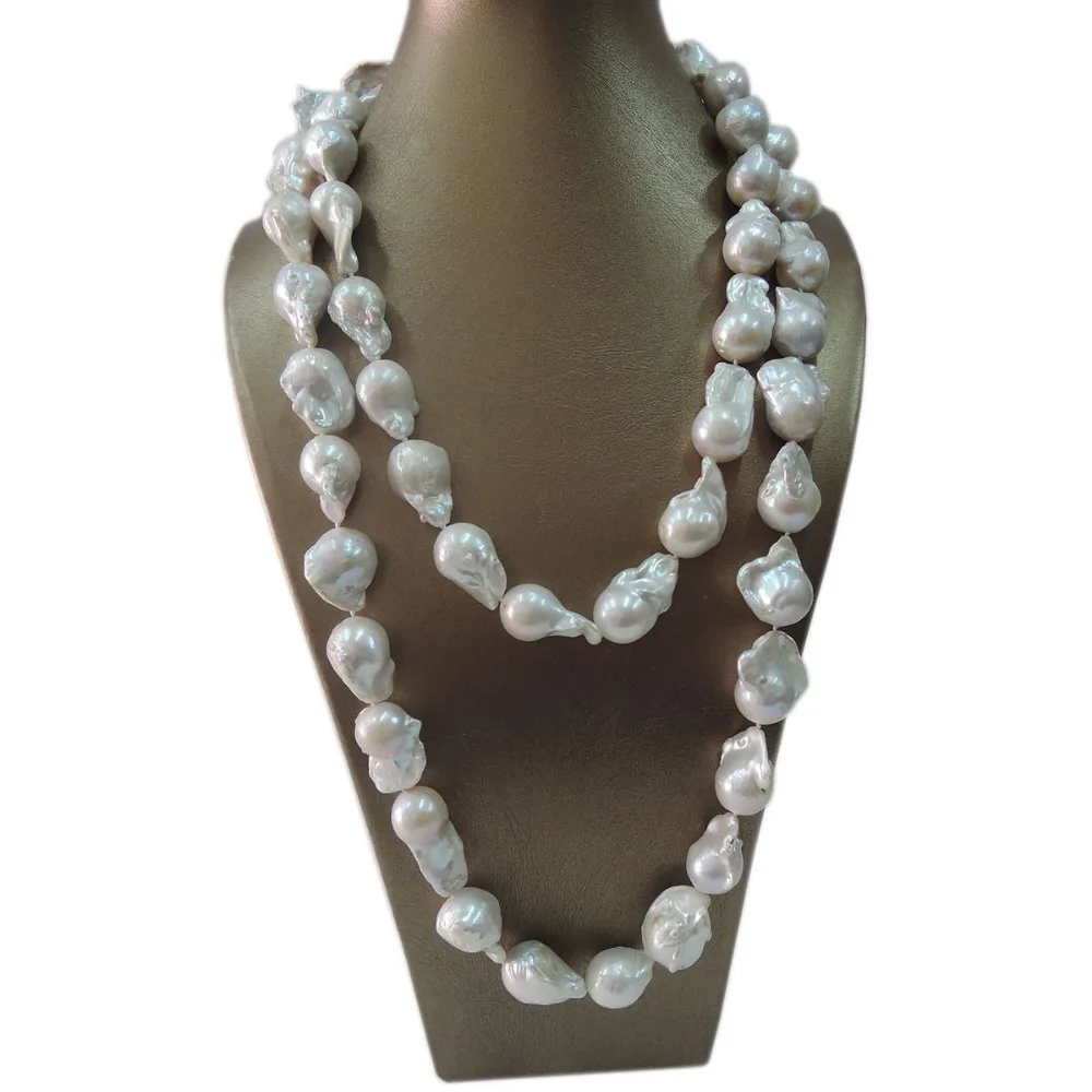 100 NATURE FRESHWATER PEARL NECKLACE, HIGH QUALITY BIG BAROQUE PEARL