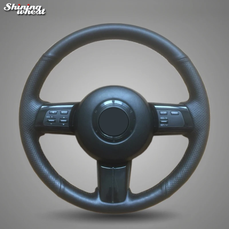 Обложка рулевого колеса автомобиля BANNIS сшитая вручную черная кожаная для Mazda MX 5