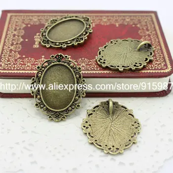 

20pcs/lot New Vintage Bronze Oval Cameo Filigree Cabochon Settings 31*37mm(Fit 18*25mm dia) Metal Photo Jewelry Making 6C1016