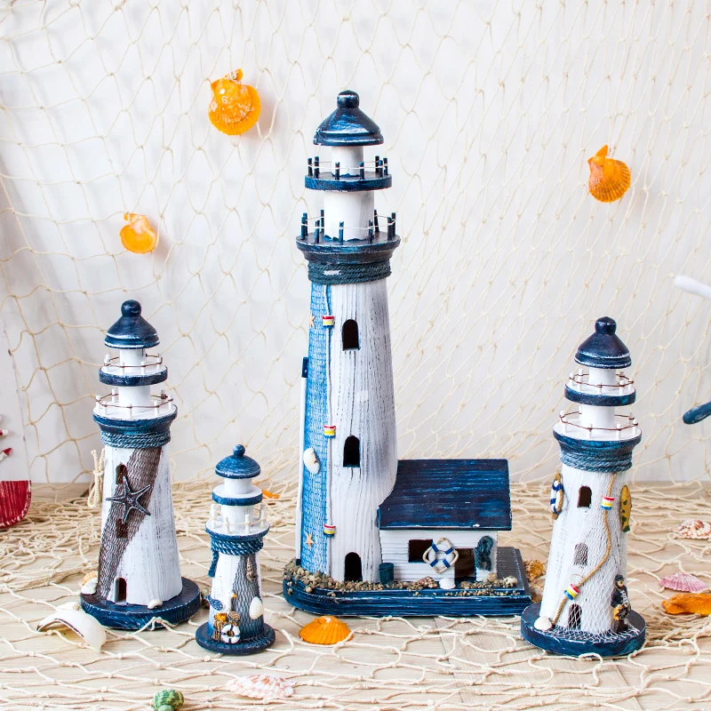 

Mediterranean Style Figurine Large Marine Lighthouse House Section Height 52cm Home Decoration Accessories Gift For Kids