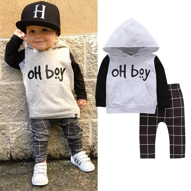  Baby boy clothing set kid's set casual letters print infants clothes suits hoodie+pant 2pcs sets ch