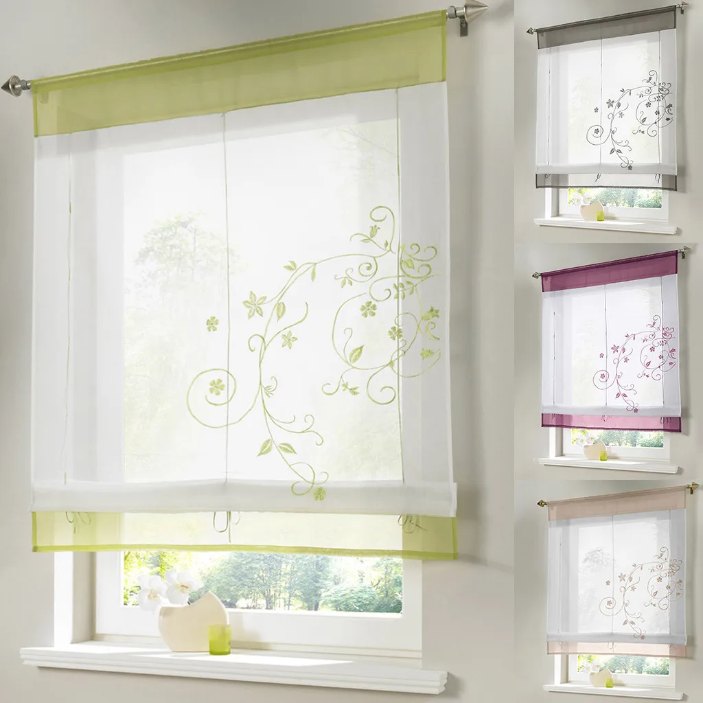 

Newest Roman Blinds Embroidery Tulle Short Shade Pastoral Room Window Curtain Cortinas Dormitorio Modernas Door Window Curtain