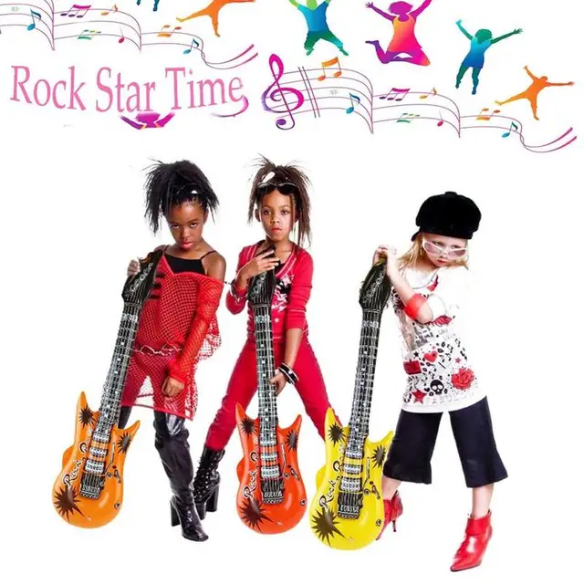 95cm Inflatable Guitar Toy Pvc Stage Props Children's Simulation Inflatable Instruments Multi-color Party Large Show Accessories 2