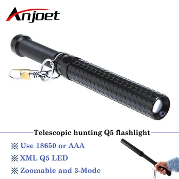 

lanterna powerful telescoping led xml Q5 flashlight tactical torch baton flash light self defense 18650 OR AAA 2000 lumens