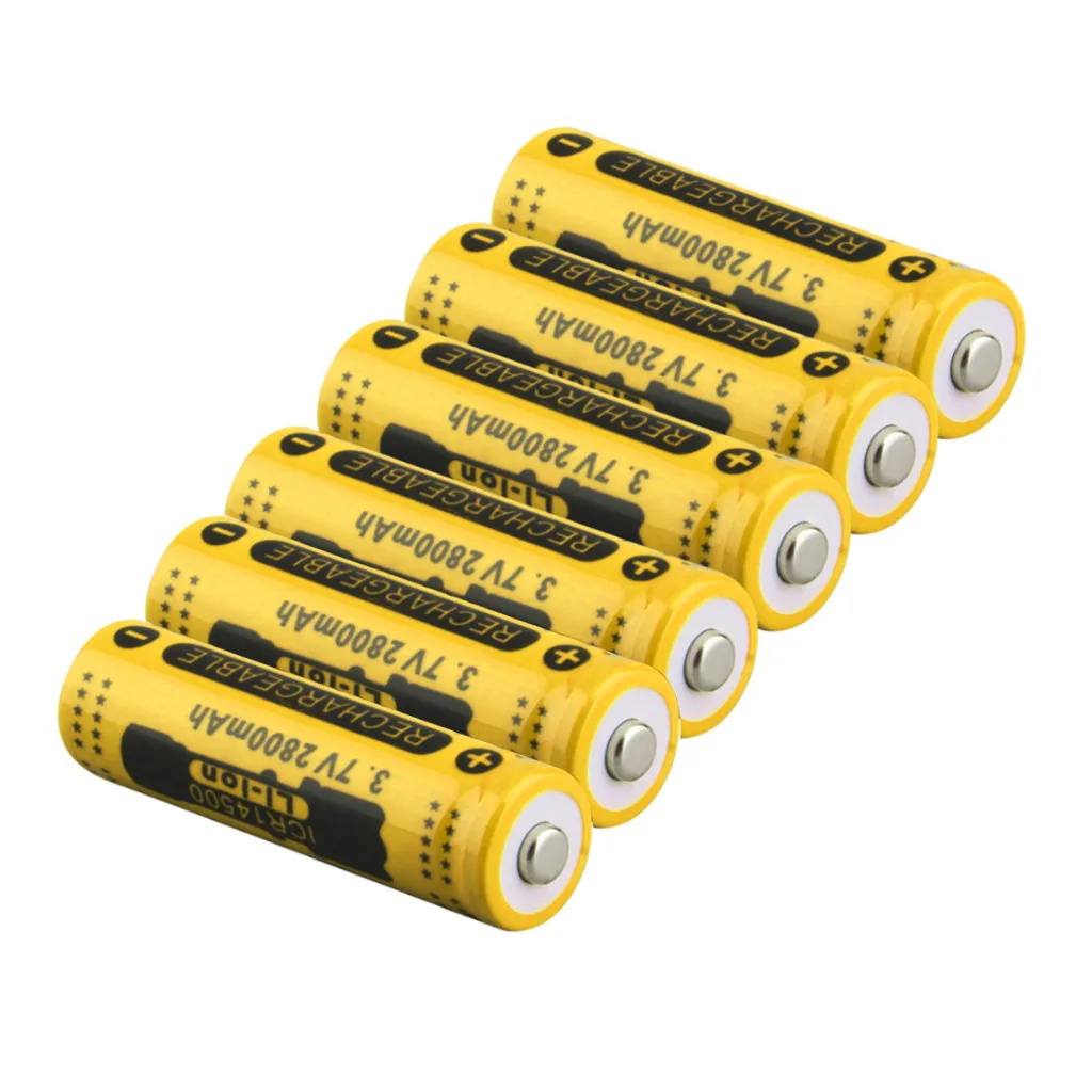 6PCS Rechargeable lithium battery 14500 cylindrical battery 3.7V 2800mAh 18650 Battery Rechargeable Battery Free Shipping