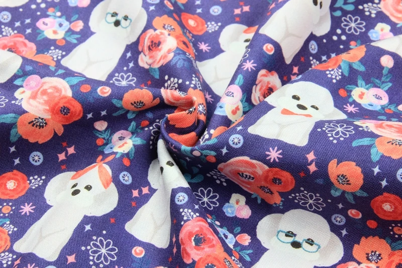 Полуярд импорт простая хлопковая ткань ручной работы DIY Одежда детская одежда розовый, мультфильм собака панда олень Слон Печать