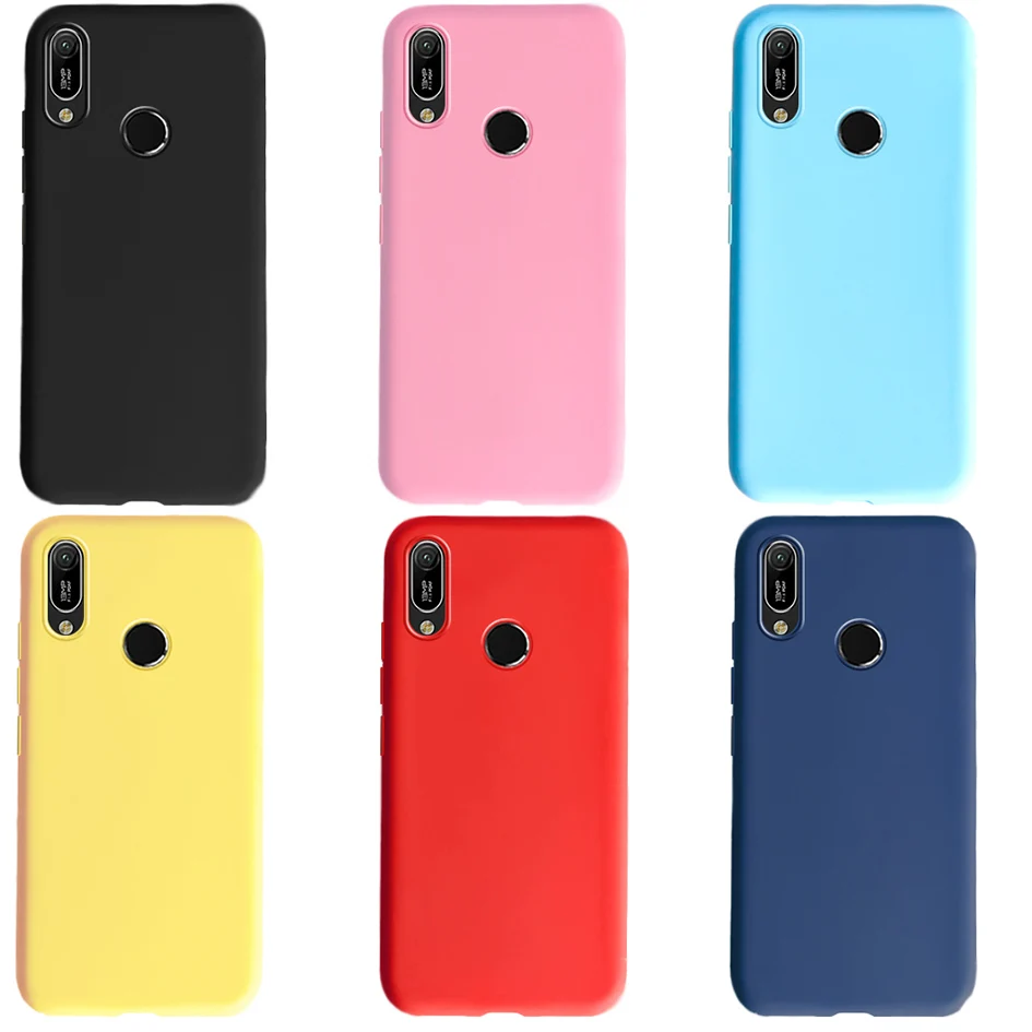 الحلوى اللون ماتي غطاء لهواوي Y6 2019 حالة سيليكون لينة الهاتف حافظة لهاتف Huawei Y6 2019 MRD-LX1 MRD-LX1F Y 6 برو y6Prime حقيبة
