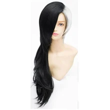 Волосы Кепки+ длинные естественная волна Половина рукавом белый половина черный Tokyo Ghoul Uta синтетический костюм Косплэй парик для Хэллоуина Вечерние