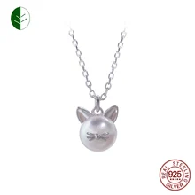 Высокое качество 925 стерлингового серебра прекрасный "кошачий глаз" ожерелье s подвески с пресноводным жемчугом ожерелье в виде животного S925 ювелирные изделия zk30