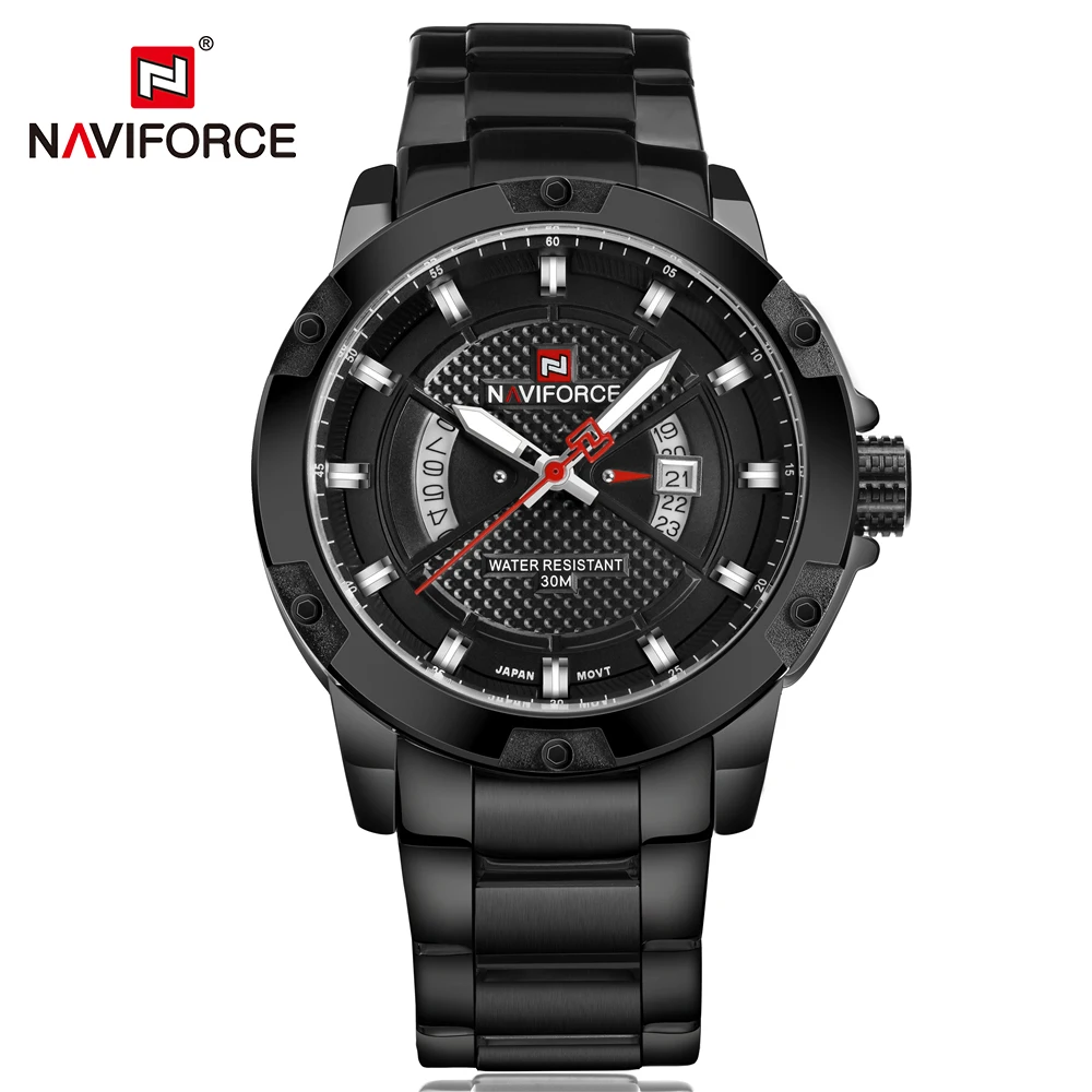 NAVIFORCE Mens Watches Top Luxury Brand Male Full Steel Watches Quartz Watch Analog Waterproof Spor