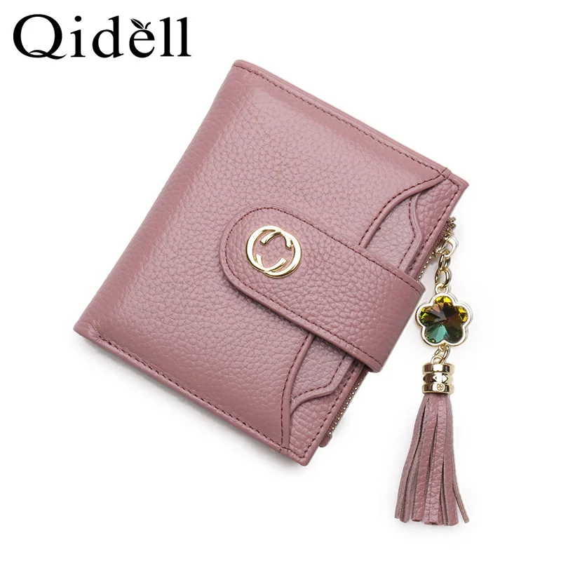 

Ladies Short Multi Function Wallet Mini Folding Genuine Leather Female Purse