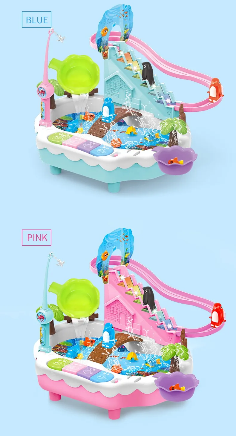 2019 новые игрушки обучающая машина прочные пластиковые рыболовные игрушки игра с скользящим пингвином для двух детей