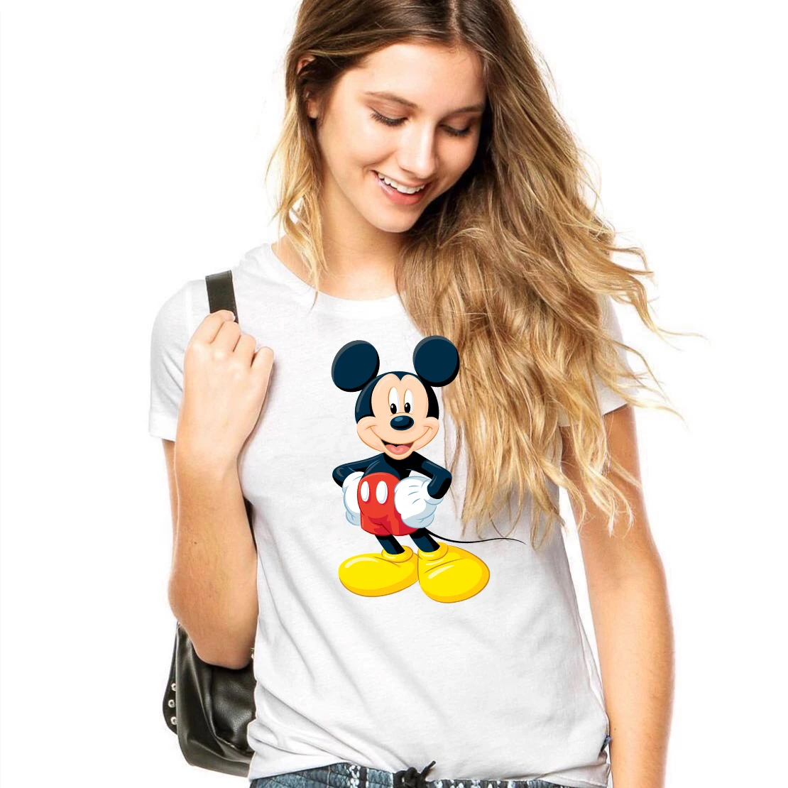 

Mickey Mouse Women T shirt innie tshirt Super lovely cartoon Flowers Graphic Women Vogue Tops tee Vintage T-Shirts Streetwear