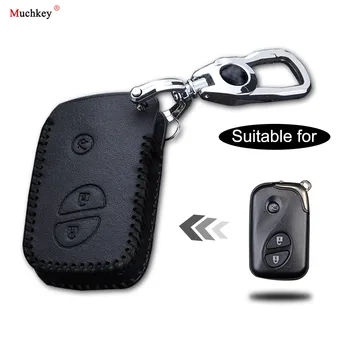 

Leather Remote Case Car Key Bag Cover for LEXUS 2 Buttons Smart Key Luxury Genuine Hand Sew Black Line 1PC