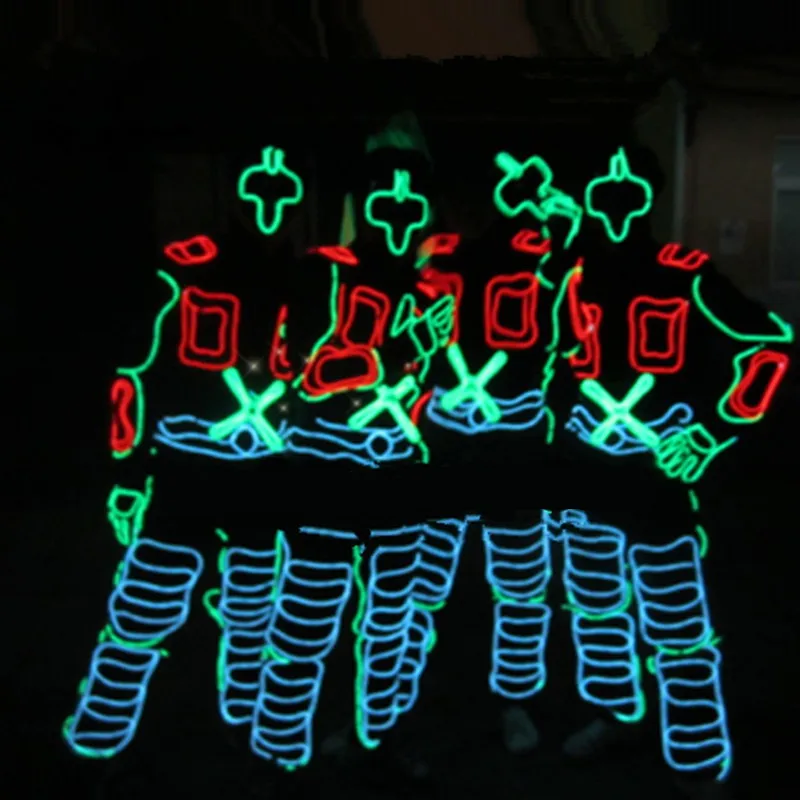 Cheap Stage Performance Costumes Clothing Costume Luminous Led EL Wire Dance Wear Fiber Optic Clothes Free Shipping