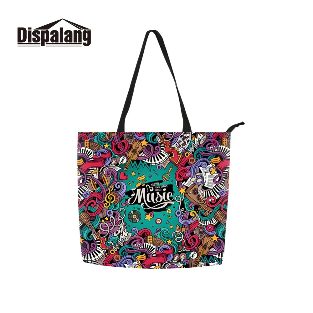 

Dispalang Reusable Shopping Bags for Lady 3D Print Musical Instruments on Shopper Polyester Cotton Shop Pouch Clothing Packing