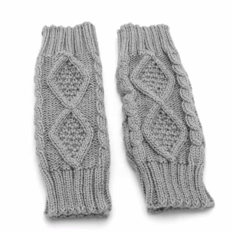 Женские зимние наручные руки теплые вязаные длинные перчатки без пальцев Варежки - Цвет: Light Gray