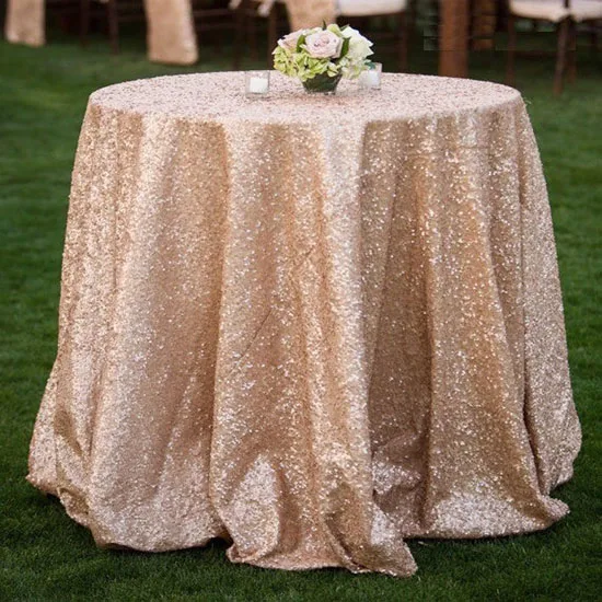 High Quailty Rose Gold Sequin 120cm(48)Tablecloth Shiny round Gathering