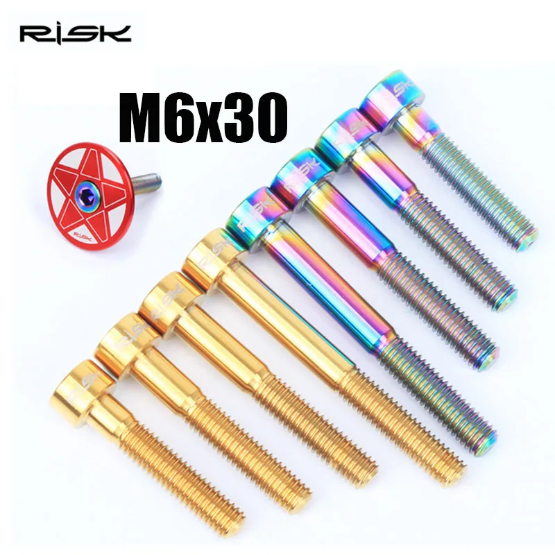 

4.57g 1PCS M6x30 Titanium Alloy Bolt Screw for Bicycle 1 1/8 Stem Headset Cap Bolt Bike Column Screw Bicycle Headset Parts