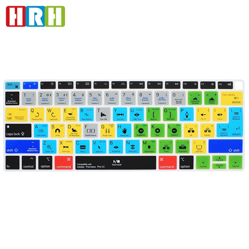 

For Adobe Premiere Pro CC Hotkey Silicone Keyboard Cover Skin for MacBook Newest Air 13" 2018 Release A1932 with Retina Display