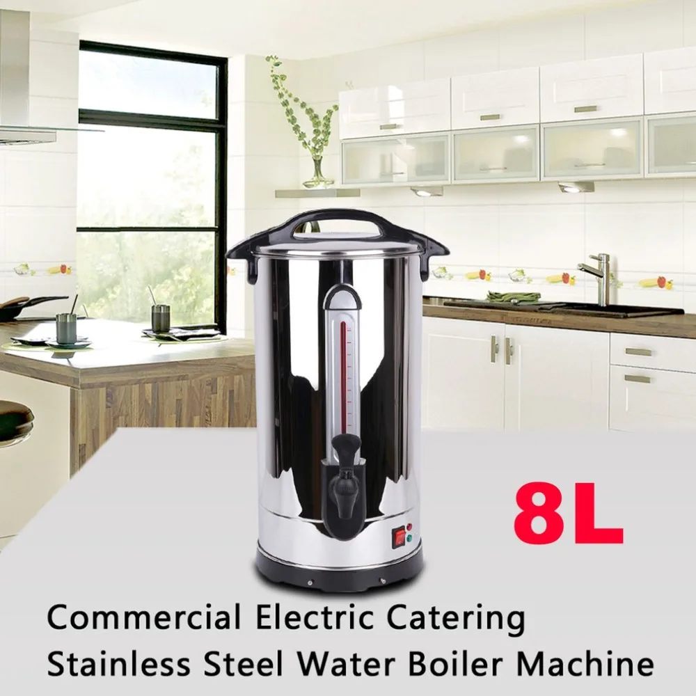 

Electric Hot Water Bucket 8L Stainless Steel Water Boiler Burning Water Machine Commercial Tea Shop Tool for Kitchen UK Plug