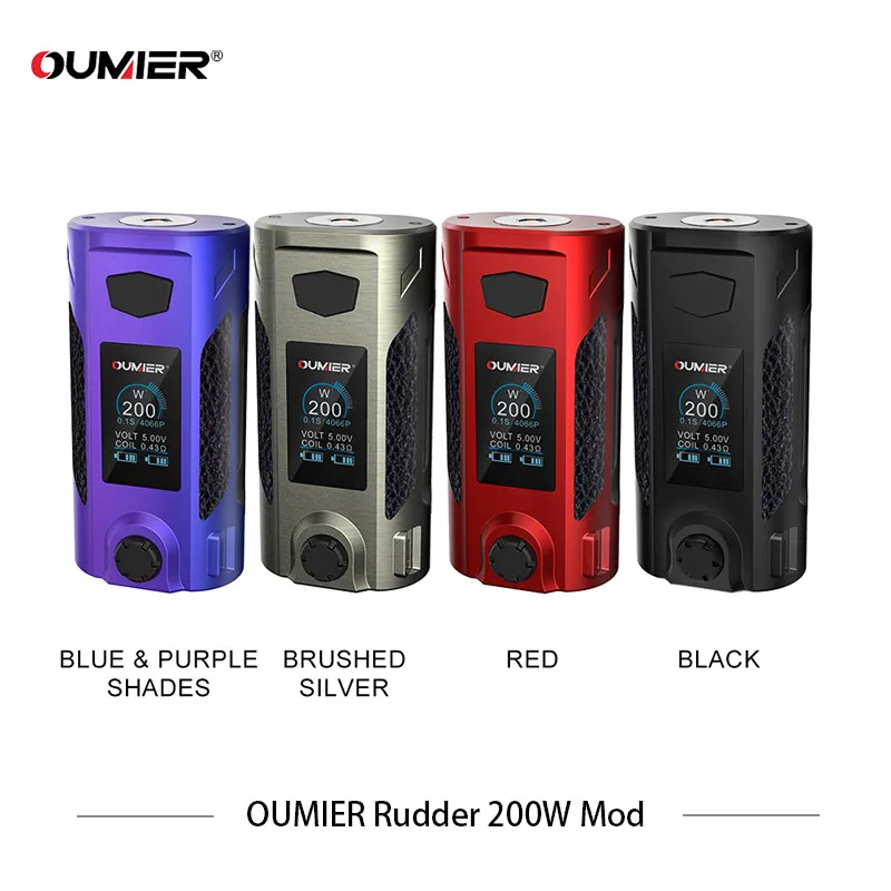 

Original OUMIER Rudder 200W TC Box MOD Powered By Dual 18650 Batterie Fit 510 Thread RTA RDA RDTA vape Vaporizer Electronic Mod