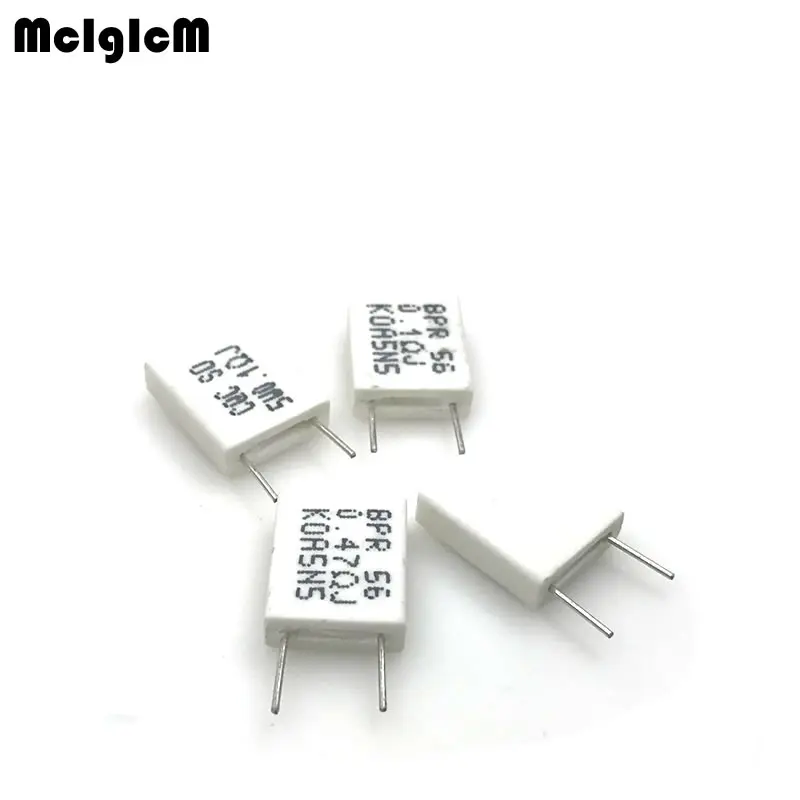 MCIGICM 10pcs BPR56 5W 0.1 0.15 0.22 0.33 0.5 ohm Non-inductive Ceramic Cement Resistor 0.1R 0.15R 0.22R 0.33R 0.5R