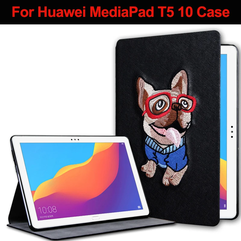Чехол с 3D вышивкой для Huawei MediaPad T5 10 Чехлы AGS2 W09 L09 1 ''Планшет Флип PU кожаный