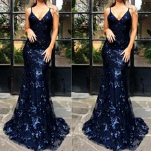 Luxury Woman Dresses Sexy Deep V Neck Backless Abendkleider Appliques Sequined Long Formal Party Gowns Vestidos De Fiesta
