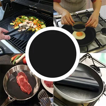 

2pcs Durable BBQ Mats Cooking Mat Pan Fry Liner Sheet Non-stick Baking Pan Round Multi-purpose Kitchen Pastry Tools accessores