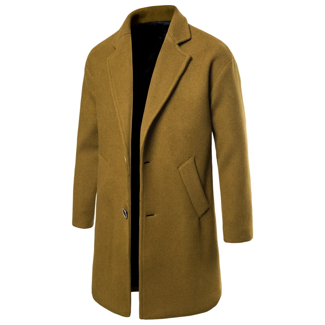 

Autumn and Winter New Fashion Boutique Solid Color Casual Business Men's Long Woolen Coat / Men's Long Woolen Coat