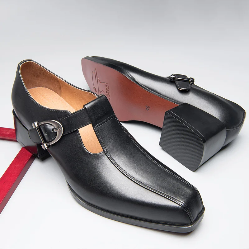 Size 5-10 Recommand! New Design Square Toe Mens Buckle Strap Heels Business Man Formal Dress Oxfords 5 cm Heel Shoes Size 5-10 Recommand! New Design Square Toe Mens Buckle Strap Heels Business Man Formal Dress Oxfords 5 cm Heel Shoes