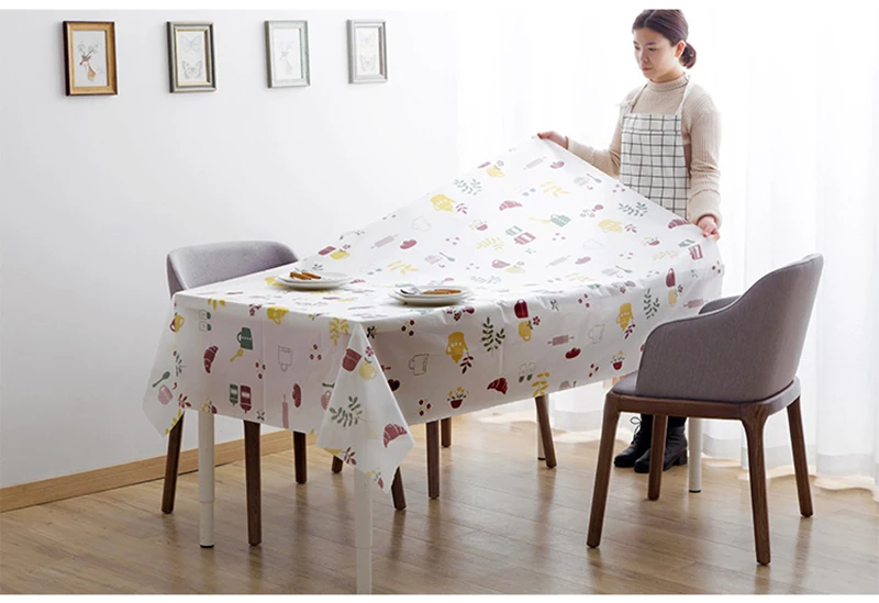 TUUTH PEVA Tablecloth 130 140cm 130 180cm Waterproof Oilproof Dining Table Cover Placemat For Restaurant Kitchen Home Decor2