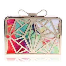 2016 neue Mode Frauen Handtaschen Metall Patchwork Shinning Umhängetaschen Damen Druck Tag Kupplung Hochzeit Abendtaschen bh507