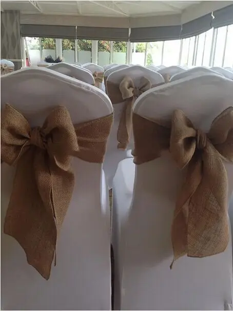 

Free Shipping 100pcs 20*275 CM Naturally Hermp Burlap Chair Sashes Band Wedding Chair Decoration 8 Inch *108 Inch