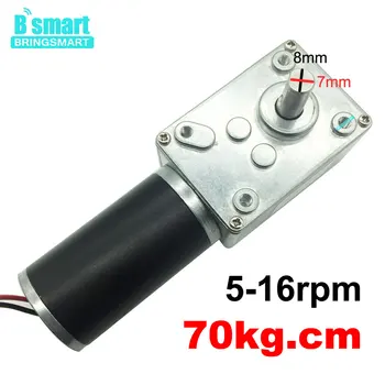 

Bringsmart DC 24v Worm Geared Motor 1.6-70kg.cm High Torque D Shaft 12v 7-470rpm Motor Rotating Table Door Self-lock A58SW31ZY