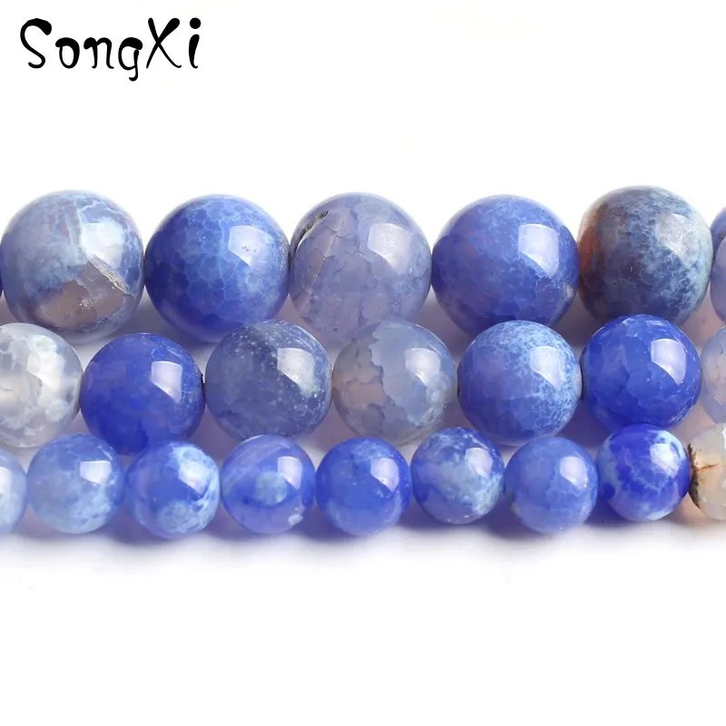 

Wholesale Dark Blue Fire Agates Stone Round Loose Spacer Beads for Jewelry Making Diy Bracelet Necklace Jewellery 6 8 10mm 15''
