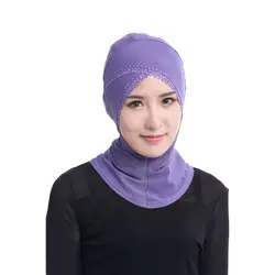 Новый крест под шарфом шляпа Кепки мусульманские хиджабы 2018 Для женщин Глава шеи чехол цветочный кружевной капор мусульманский Внутренний