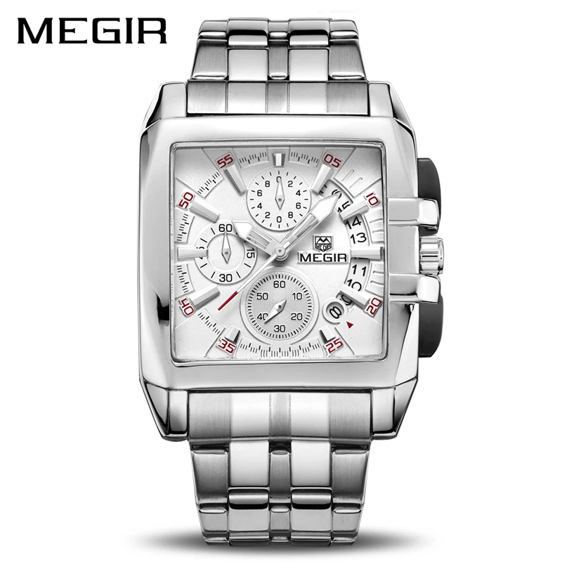 

MEGIR Luxury Men Watch Stainless Steel Mens Quartz Wrist Watches Male Chronograph Business Sports Clock Relogio Masculino saat