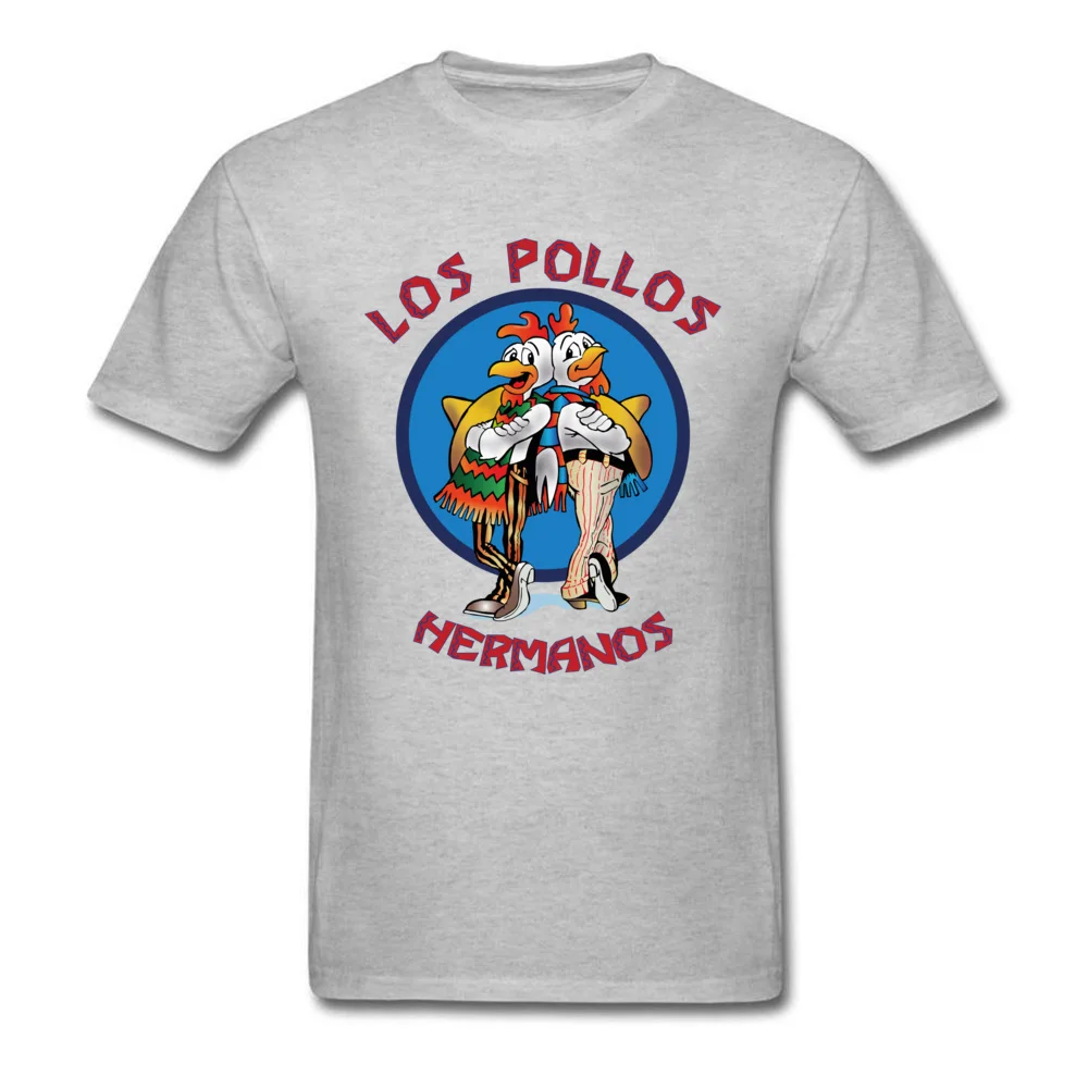 GiftDesign Short Sleeve Tops & Tees VALENTINE DAY Faddish Crewneck Pure Cotton T-Shirt Student Top T-shirts Los Pollos Hermanos  Los Pollos Hermanos grey