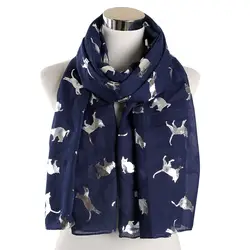 OLOME 2019 новый модный белый каваи шарф с кошачьим принтом обертывание женские блестящие темно-синие блестящие шарфы, палантин, шаль для