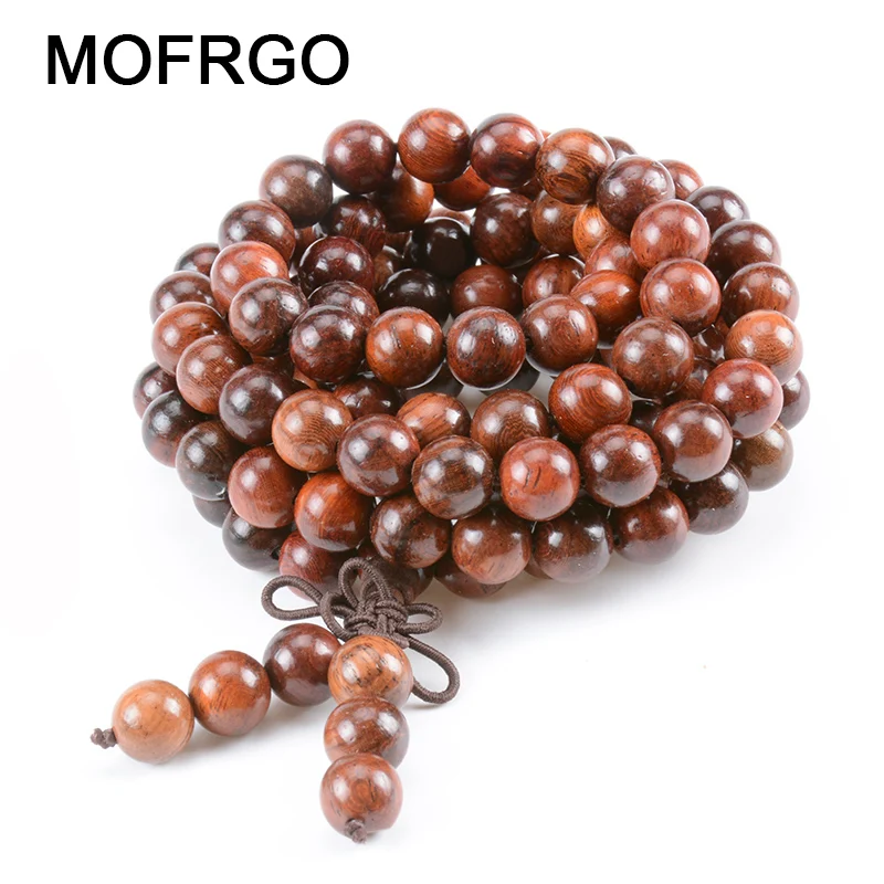 MOFRGO 108 намоточные модные браслеты из натурального розового дерева с бусинами