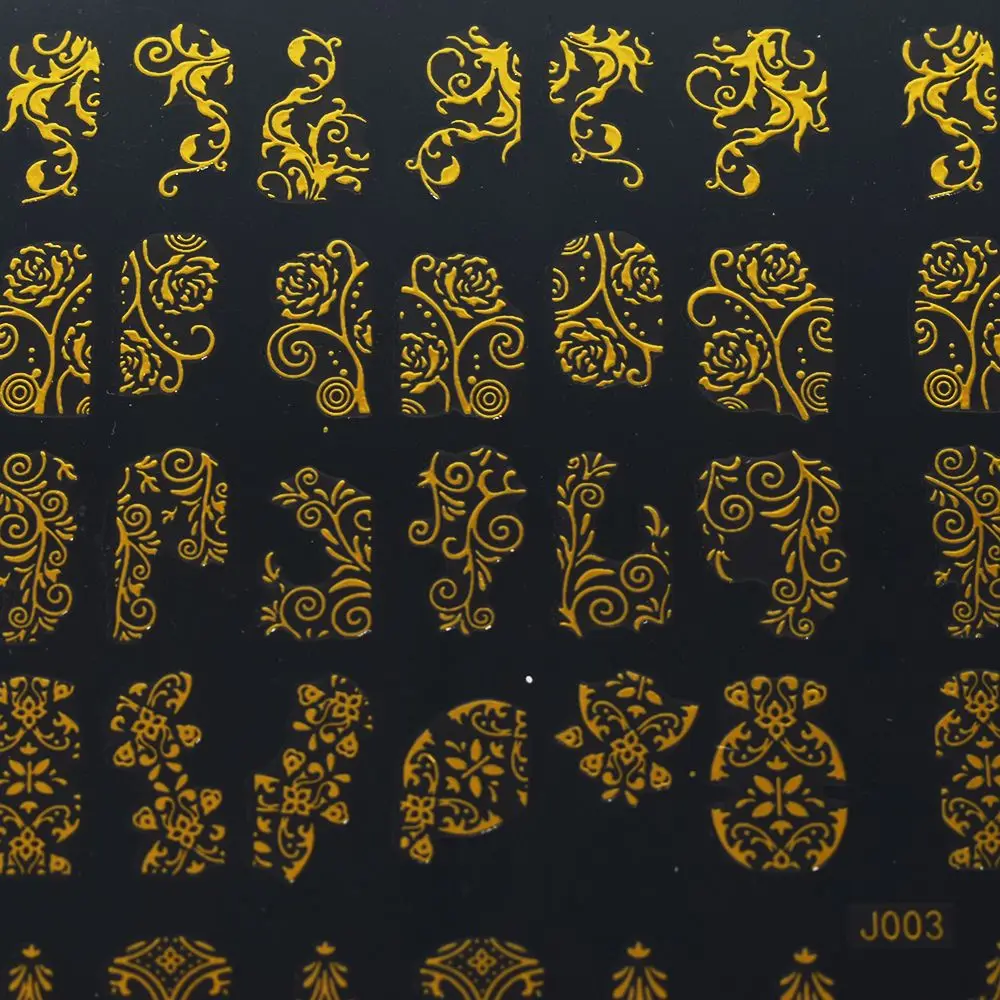 Полная красота 108 шт Золотой Серебряный ноготь водный стикер 3D металлические цветы Дизайн Наклейка для украшения ногтей Дизайн ногтей маникюр