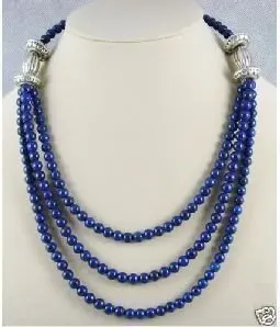 

Hot sell ->@@ wholesale --------3 ROW Charming Tibet Asian lapis lazuli Necklace -Top quality free shipping