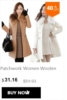 Patchwork Women Woolen Coat Slim Women's Jacket Fur Collar Cashmere Coat and Jacket