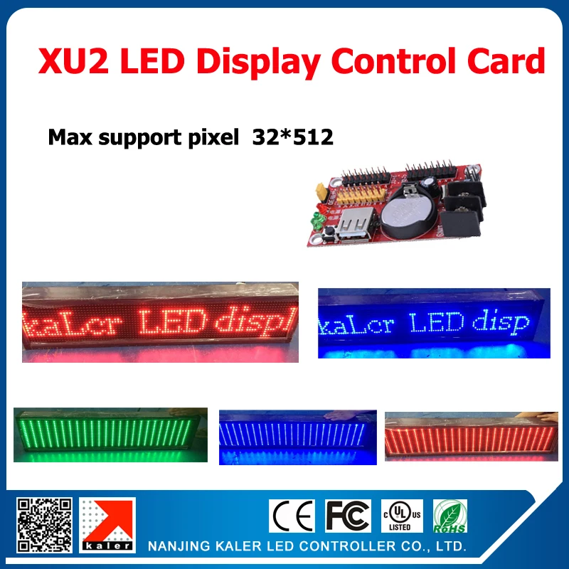 

kaler USB input XU2 led control card led display message led controller card for single dual color led sign board with 2pcs T12
