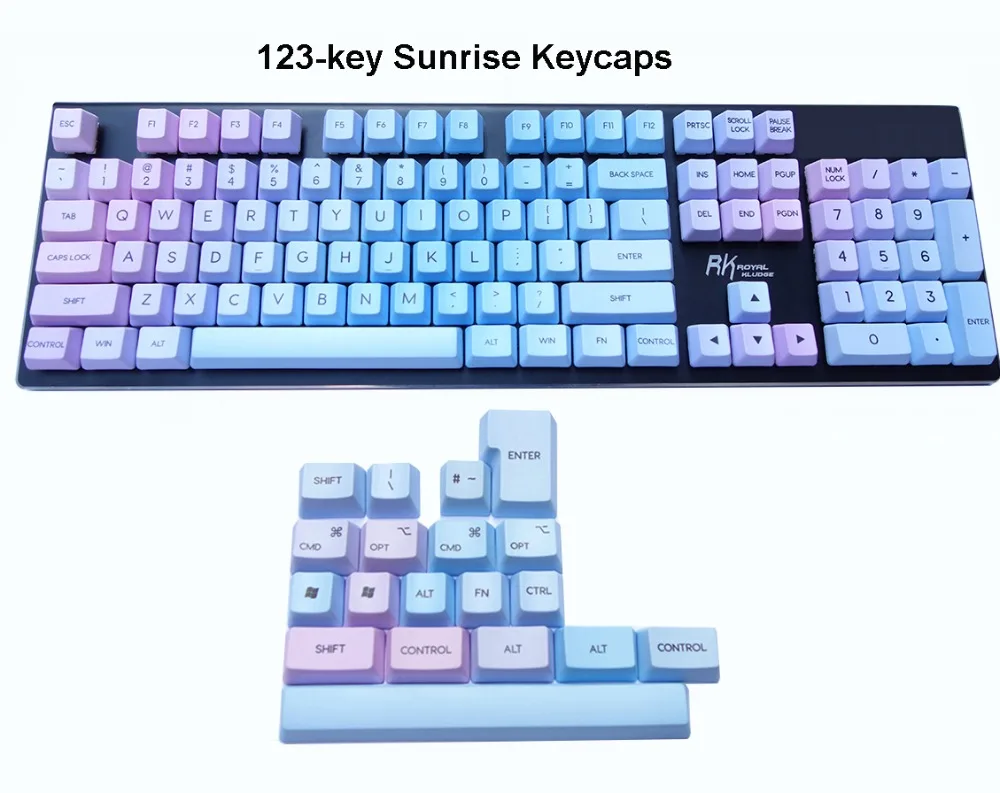 

119-key 123-key Sunrise Gradient Keycaps OEM Profile PBT Dye-subbed Top Print ANSI ISO Mac for MX Switches Mechanical Keyboard